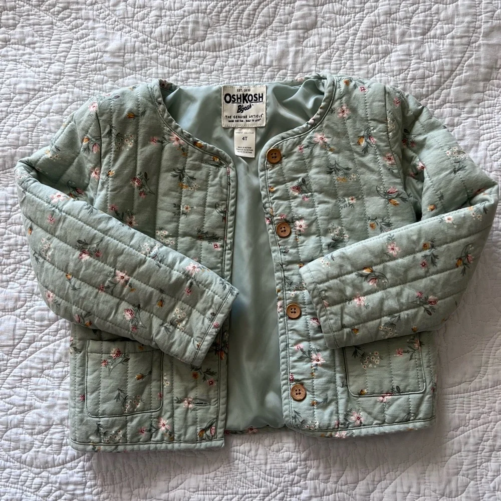 OshKosh B'gosh Kids Floral Quilted Jacket, size 4t - Picture 1 of 2